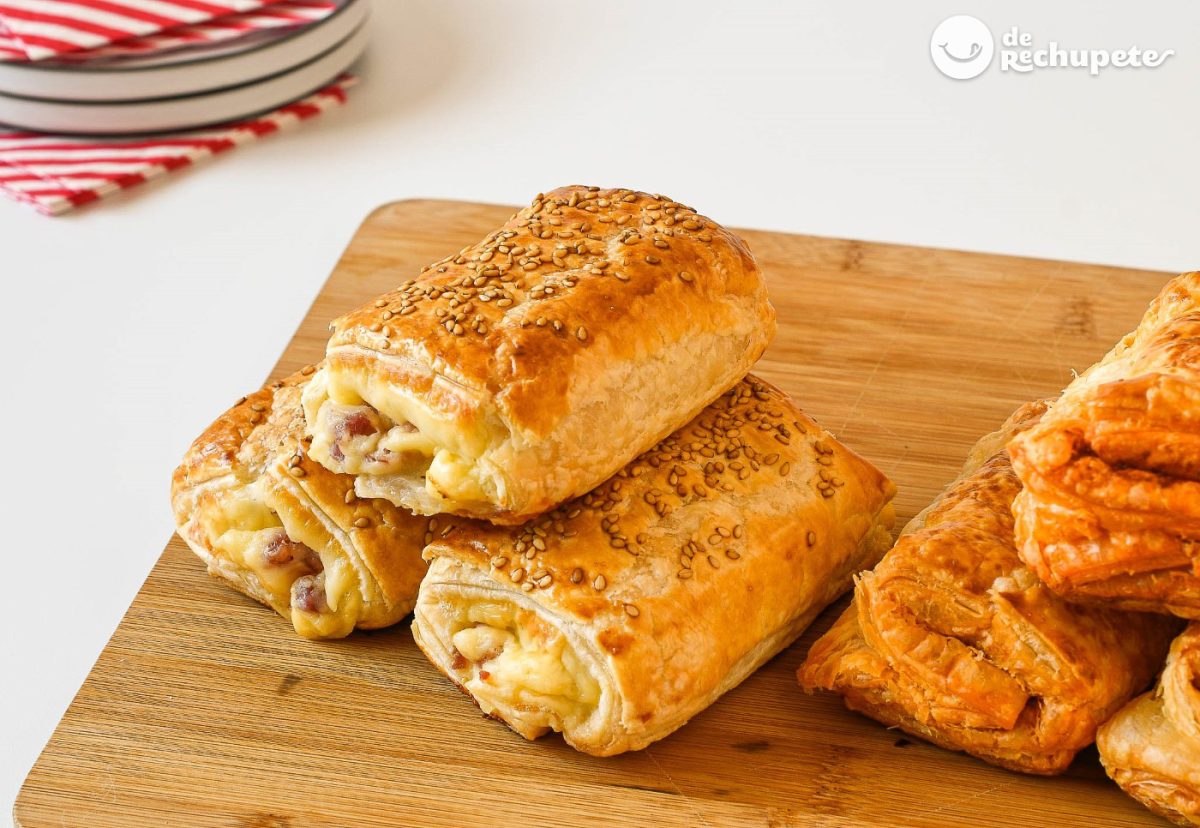 Napolitanas rellenas de jamón con queso y sobrasada con parmesano
