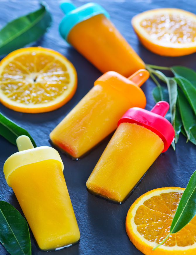 Polos de naranja. Un helado fácil y express