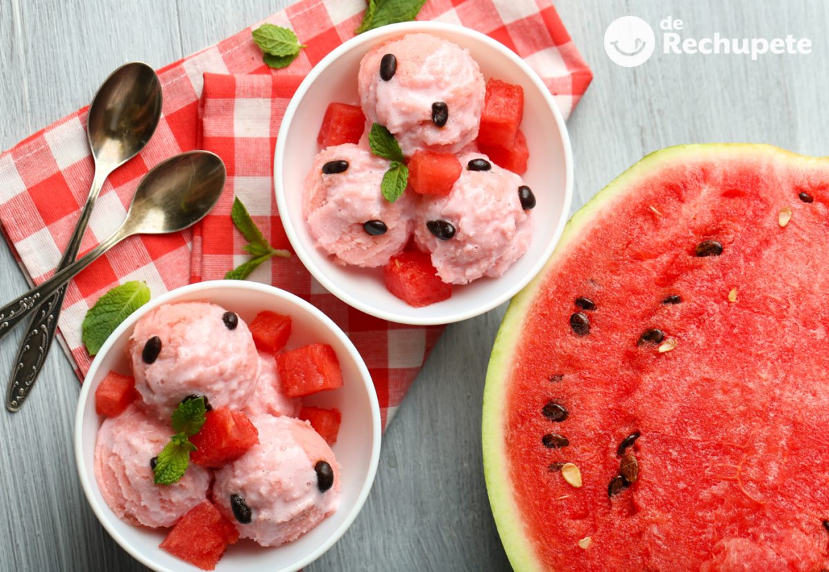 Helado de sandía y yogur de soja. Un helado vegano perfecto para toda la familia