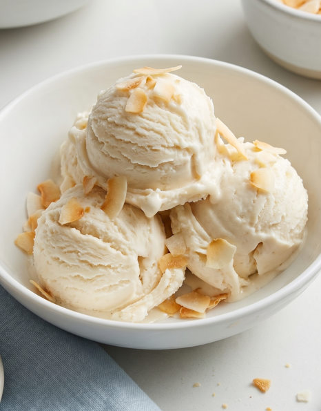 Helado de coco. Un postre refrescante y cremoso para todo el año