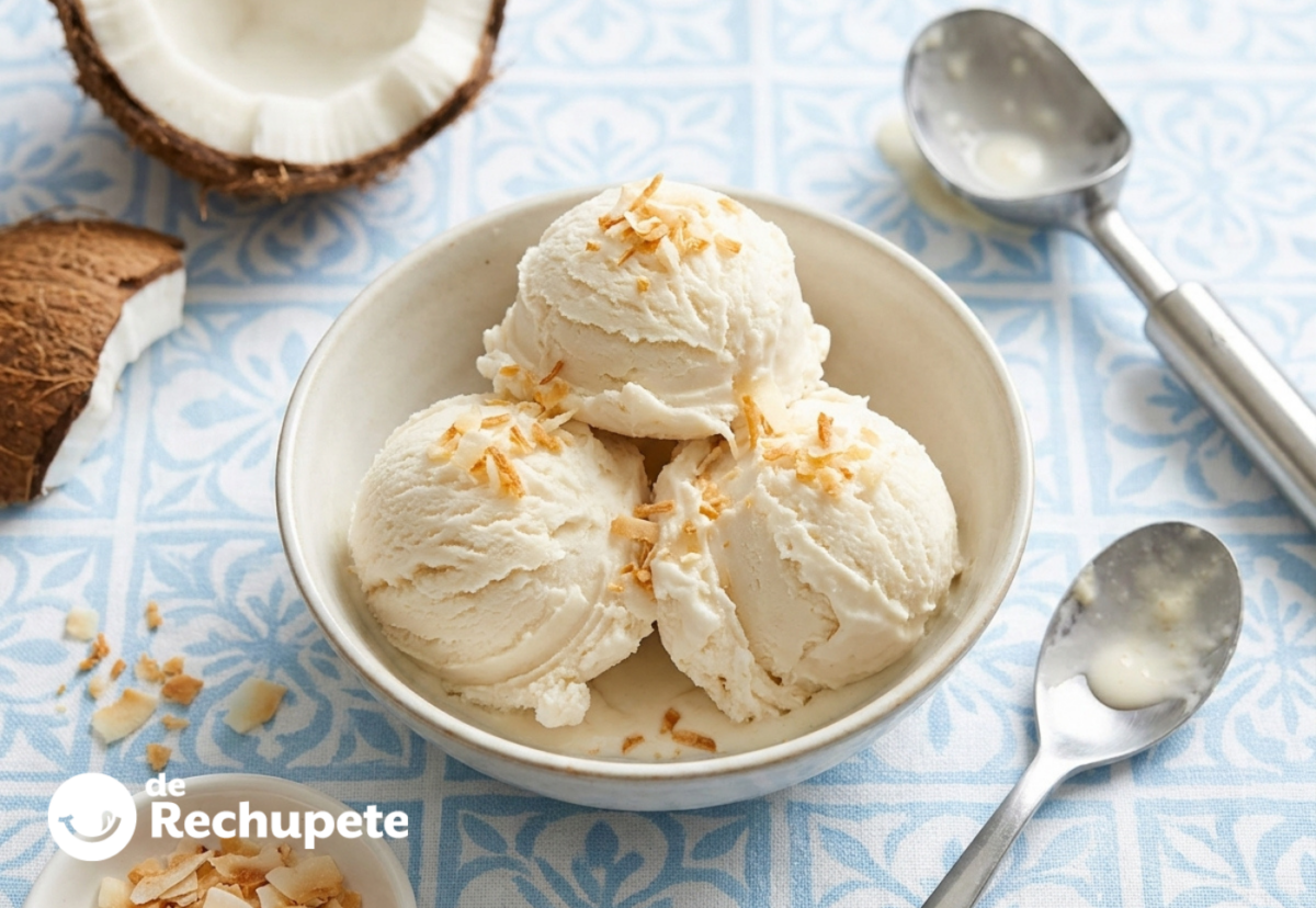 Helado de coco que sabe a coco de verdad