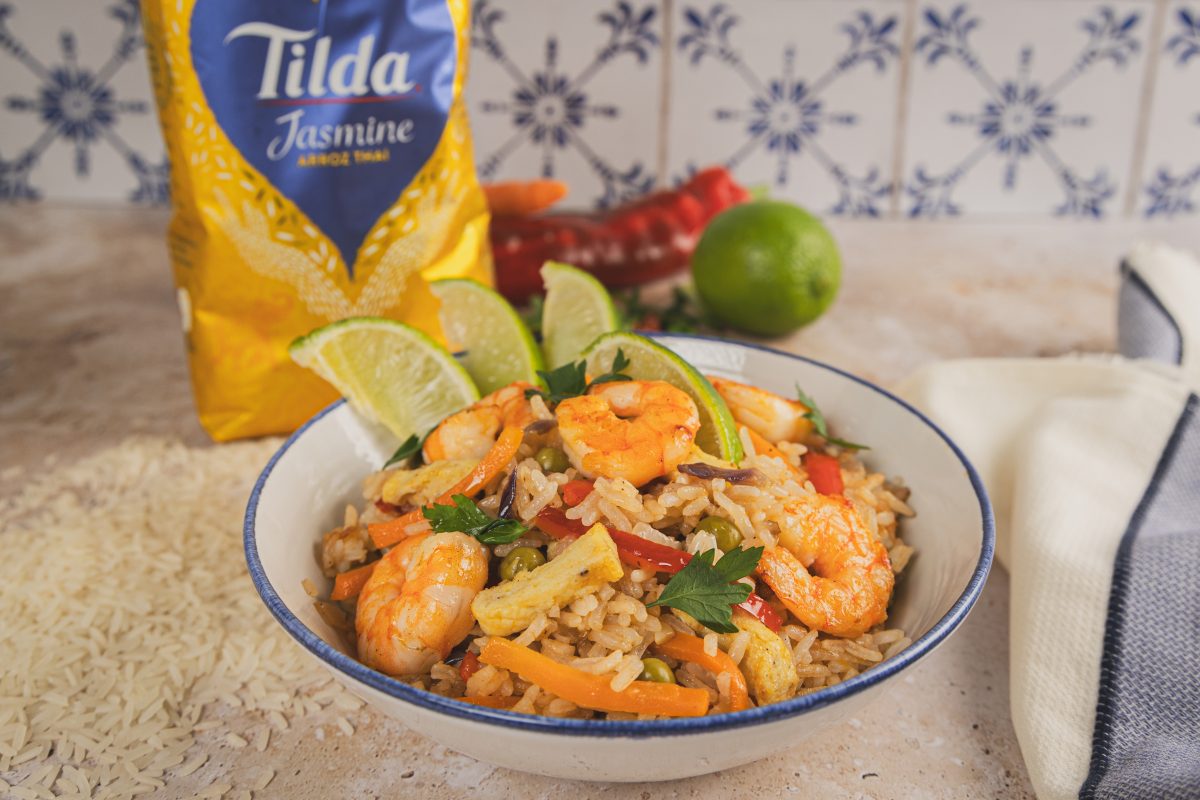 Arroz frito con langostinos al estilo thai. Perfecto para cualquier ocasión