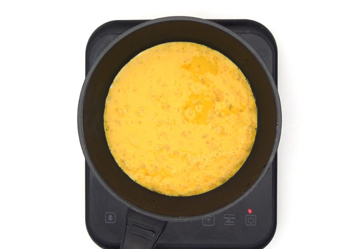 Tortilla de gambas. Una receta lista en 15 minutos