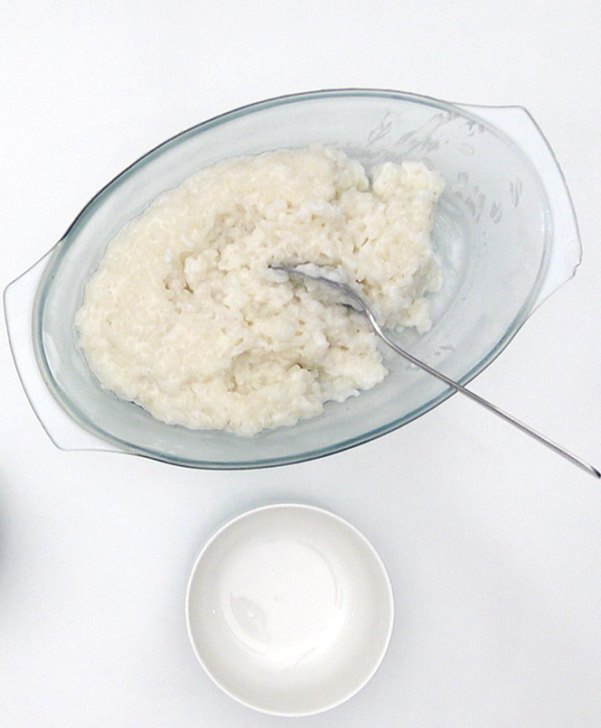 Arroz con leche de coco y mango