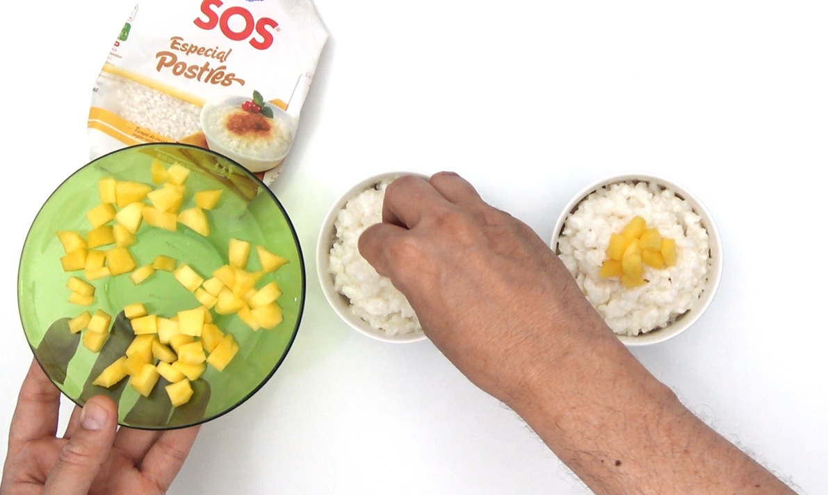 Arroz con leche de coco y mango