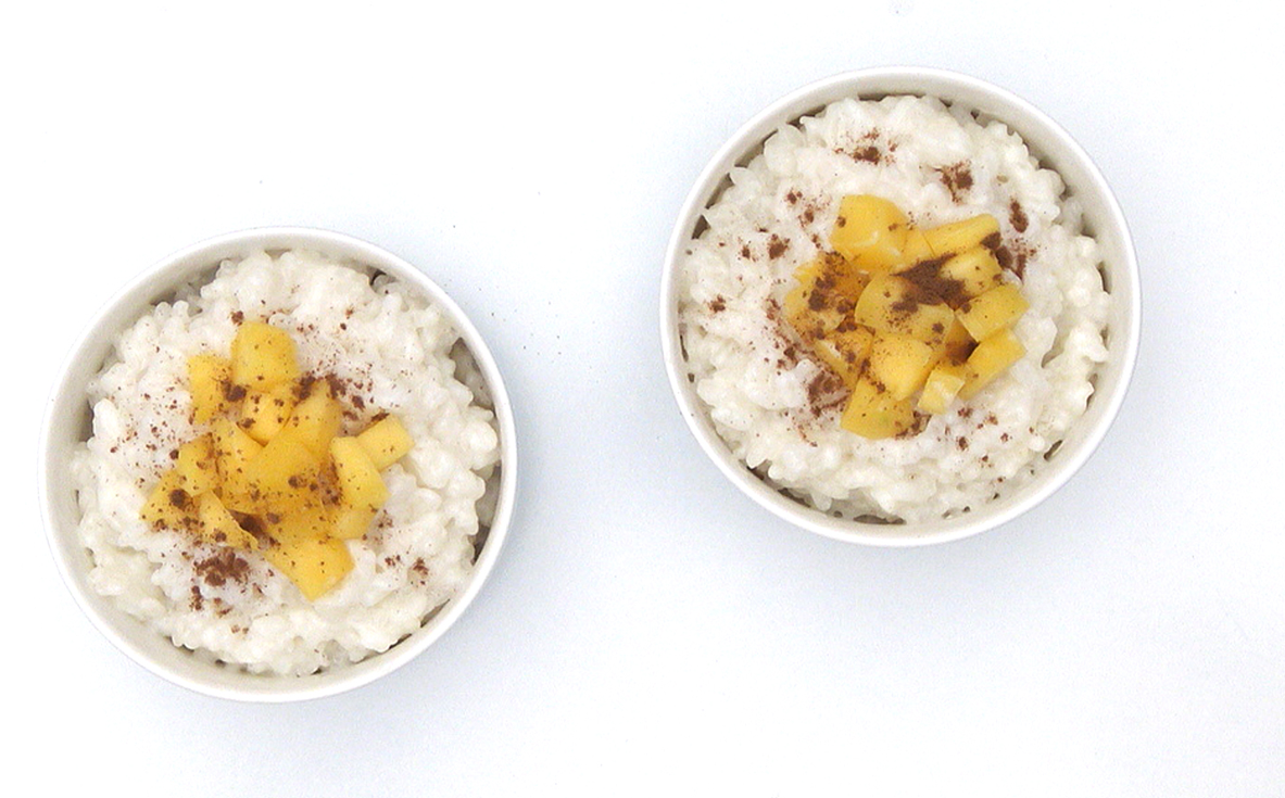 Arroz con leche de coco y mango