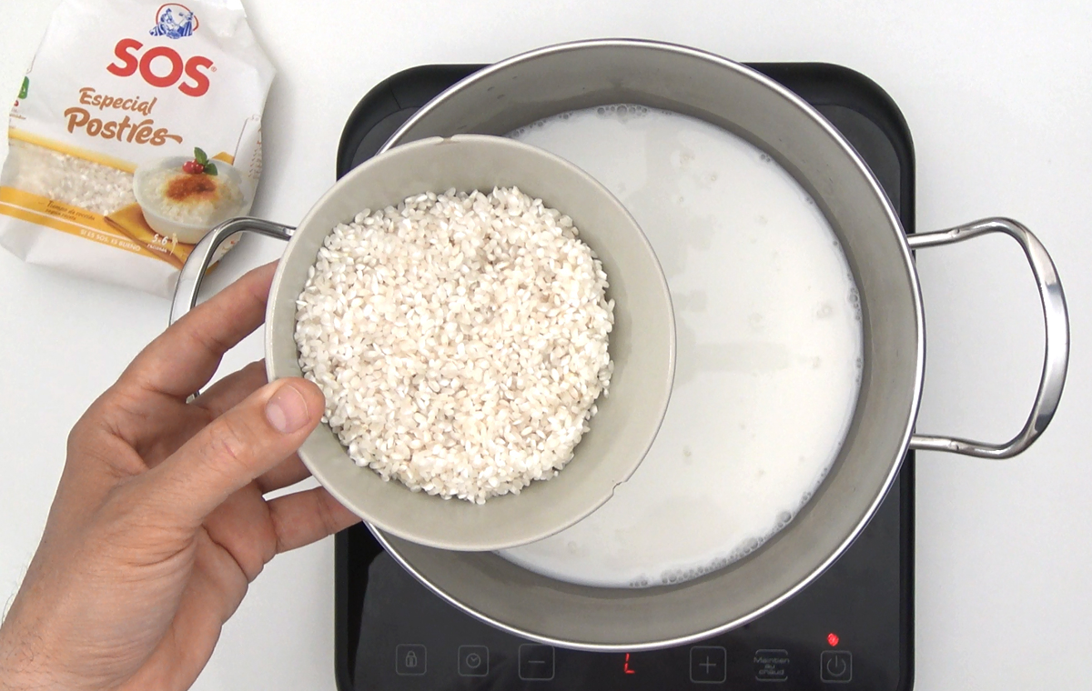 Arroz con leche de coco y mango