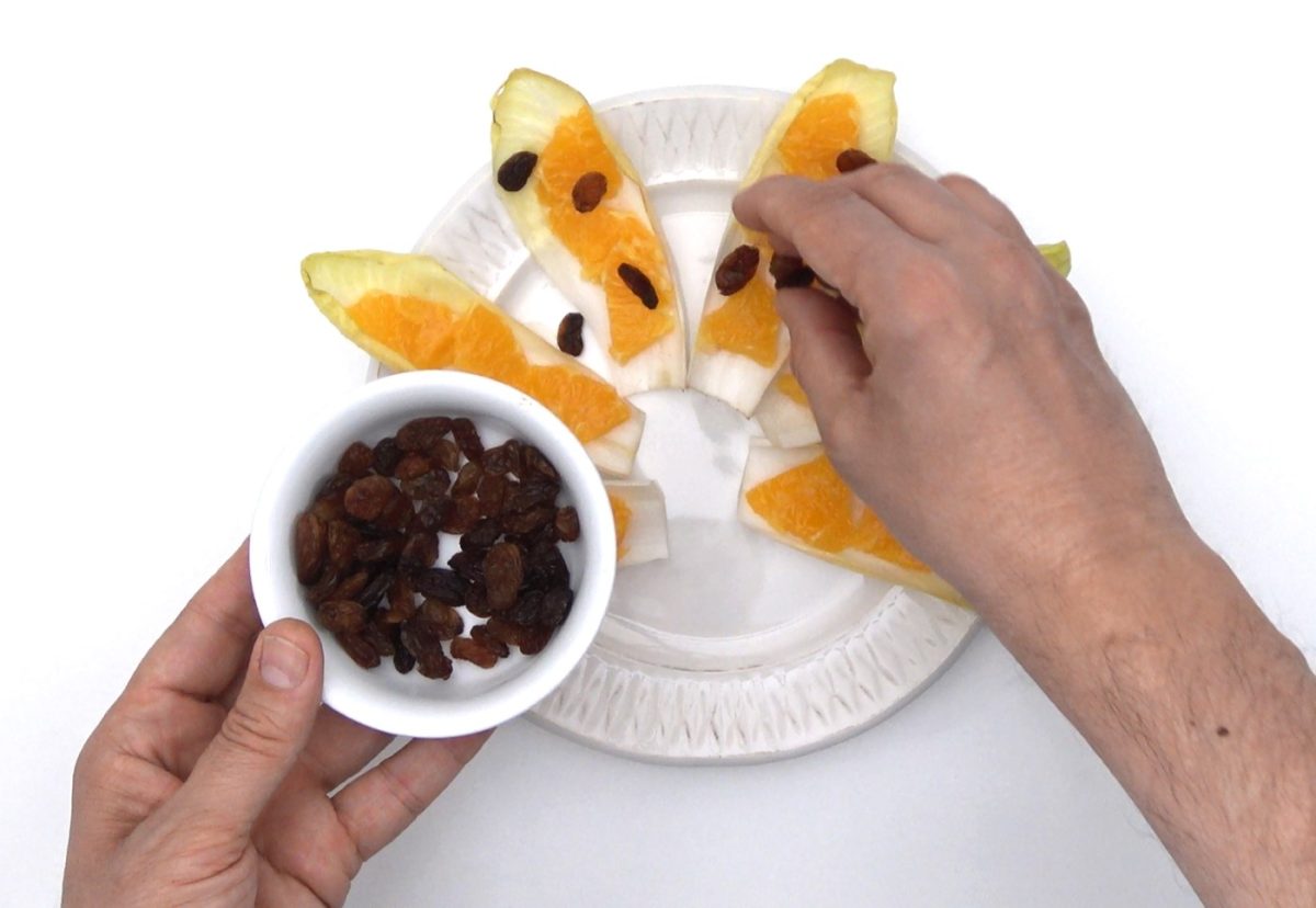 Ensalada de endivias con jamón ibérico y naranja