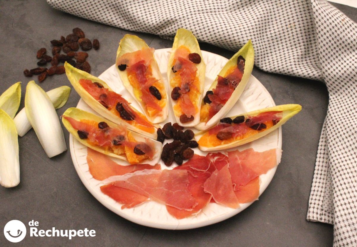 Ensalada de endivias con jamón ibérico y naranja