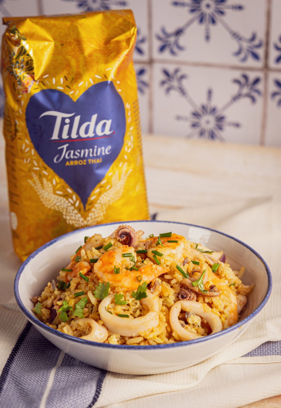 Arroz frito con curry estilo Thai. Receta fácil y rápida