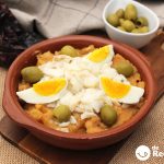 Rin ran de bacalao. Receta tradicional con pimientos y patata