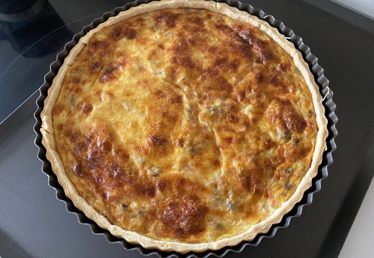 Quiche de jamón y queso con champiñones paso a paso