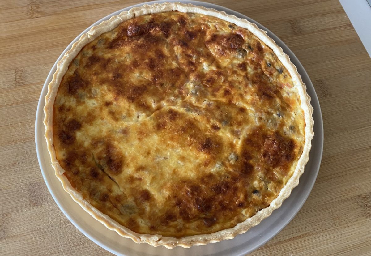 Quiche de jamón y queso con champiñones paso a paso