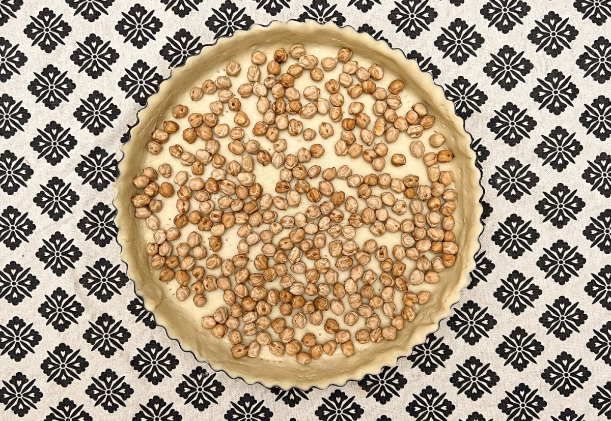 Quiche de merluza y salmón con langostinos