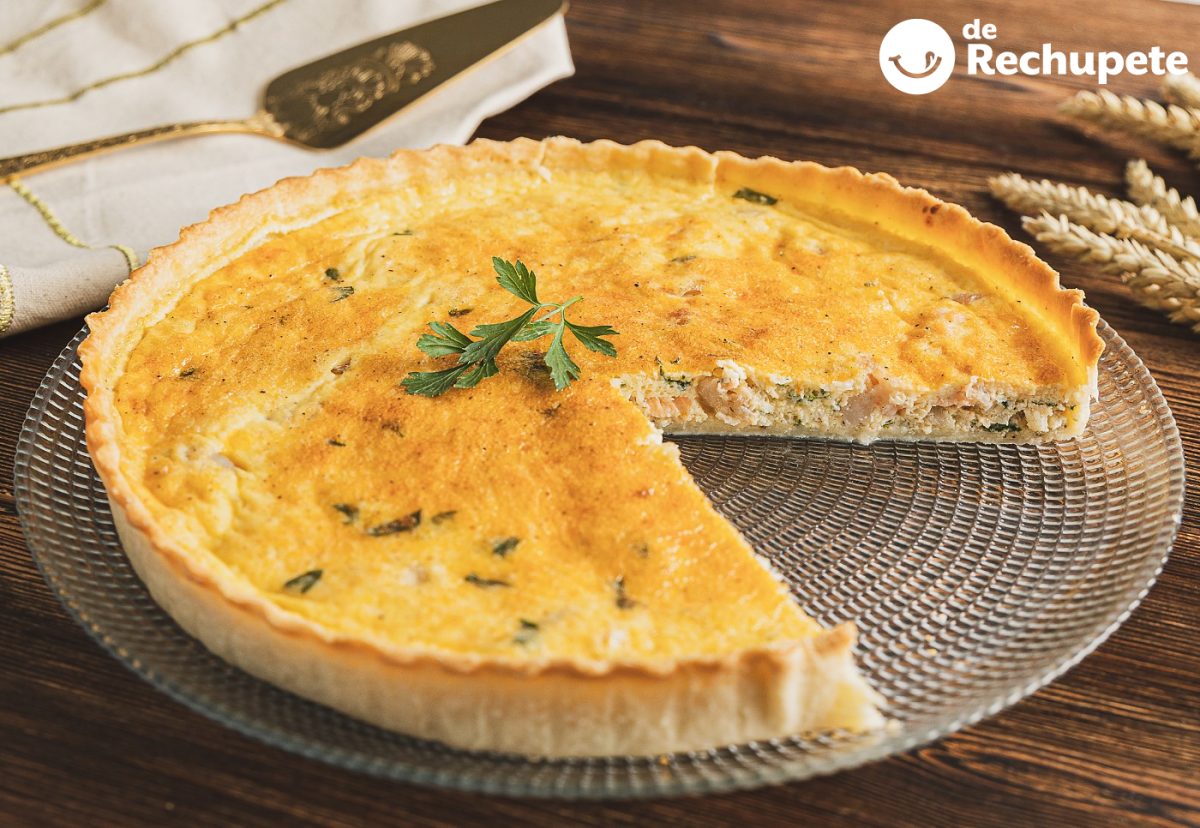 Quiche de merluza y salmón con langostinos paso a paso
