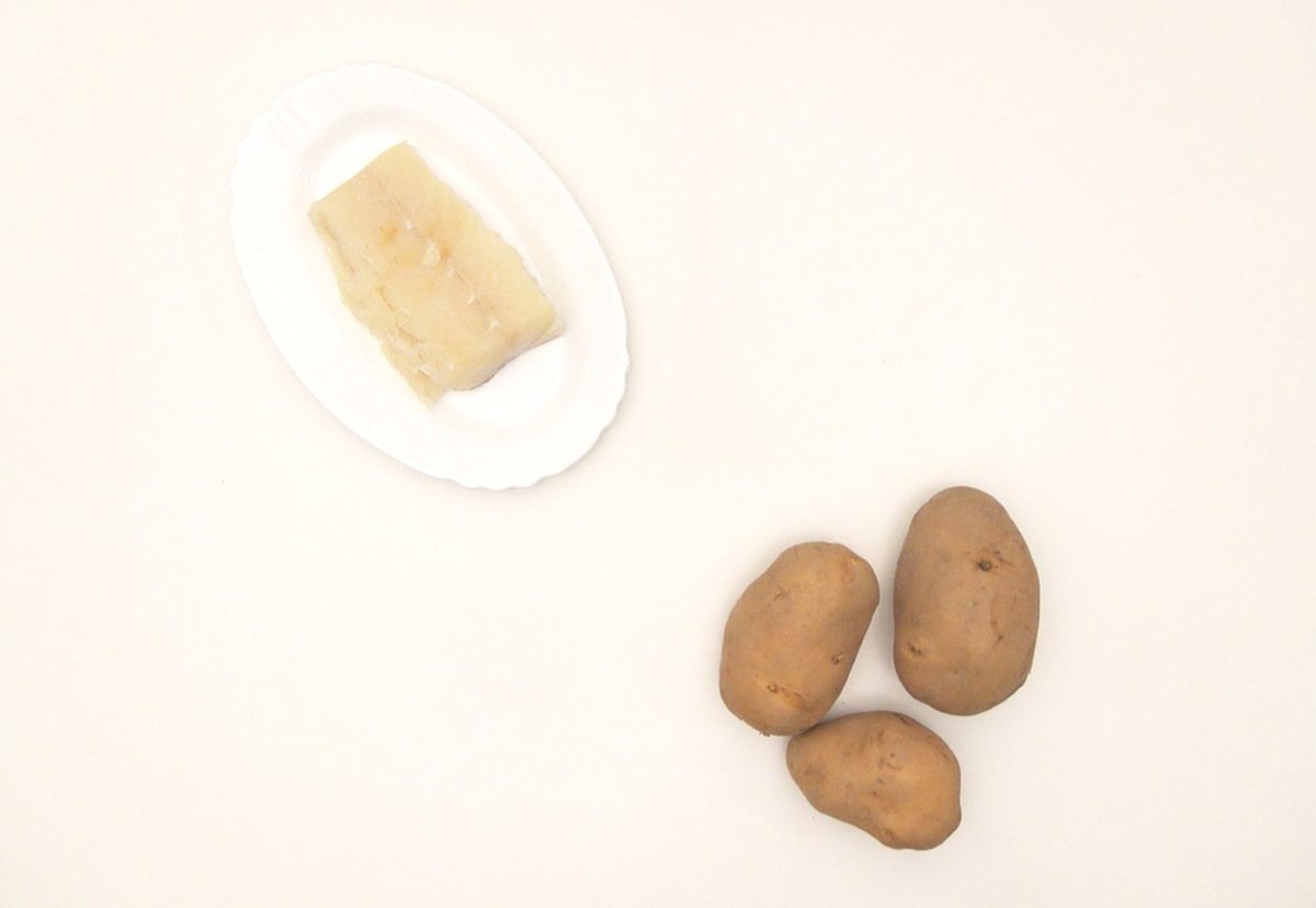 Rin ran de bacalao. Receta tradicional con pimientos y patata