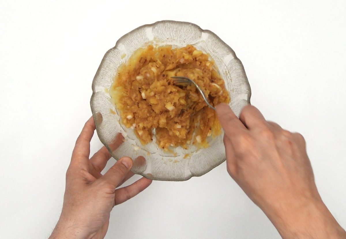 Rin ran de bacalao. Receta tradicional con pimientos y patata