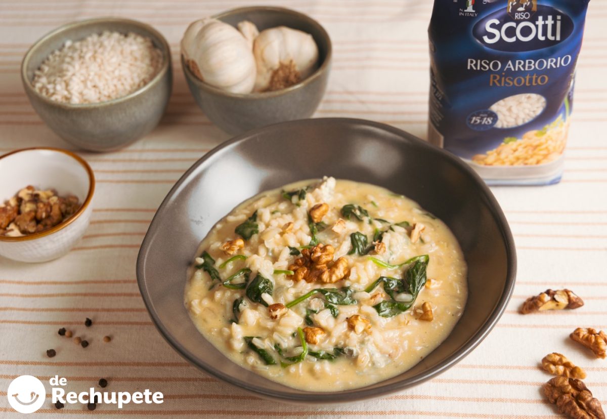 Risotto de espinacas. Receta fácil para un plato saludable