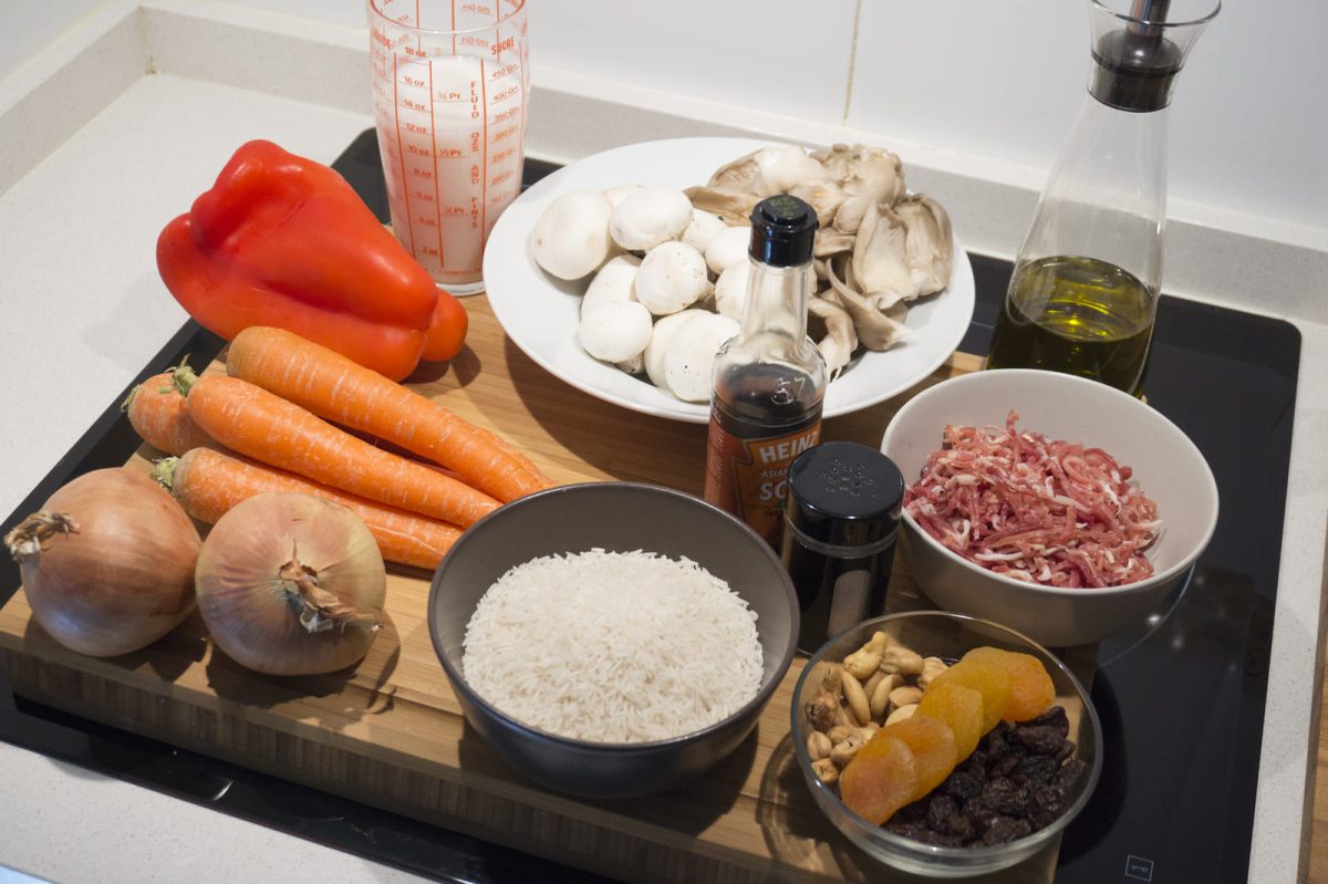 arrozbasmati con jamón y setas paso 1