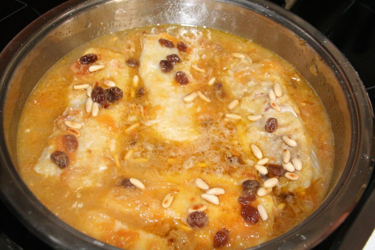 bacalao con piñones y pasas paso 17