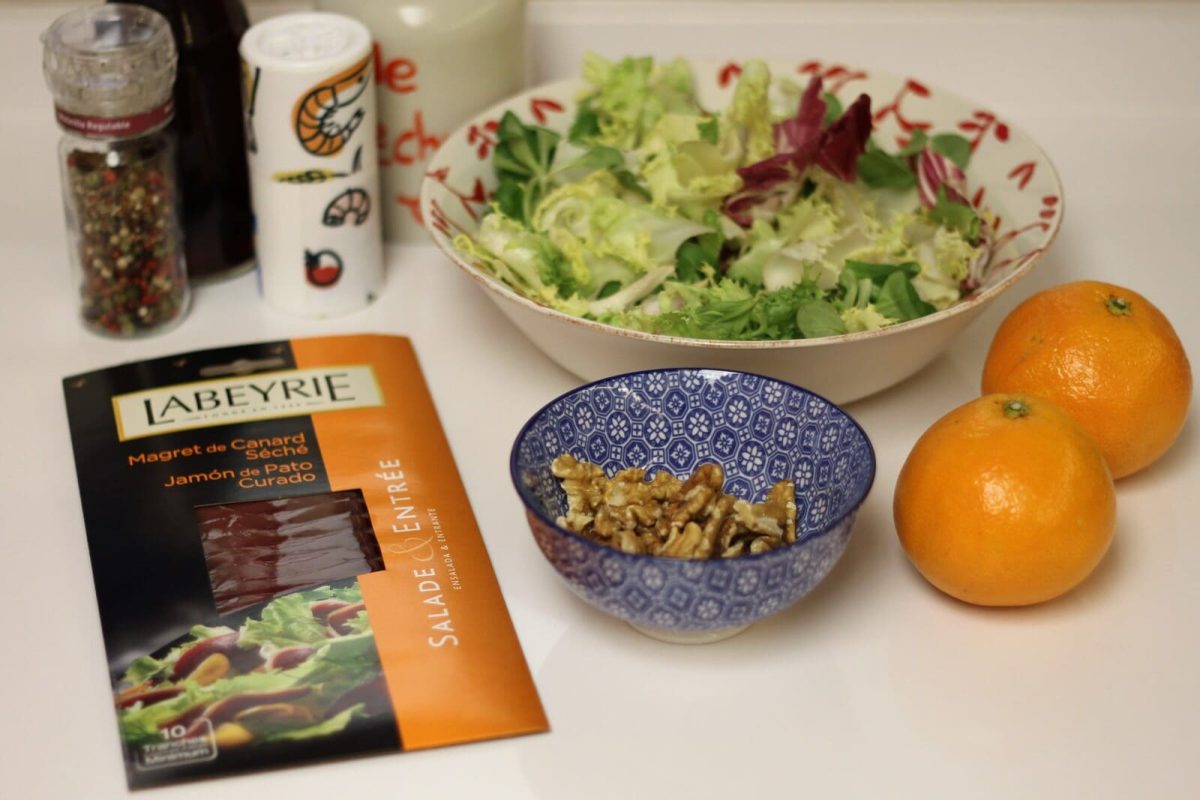 ensalada con jamón de pato paso 1