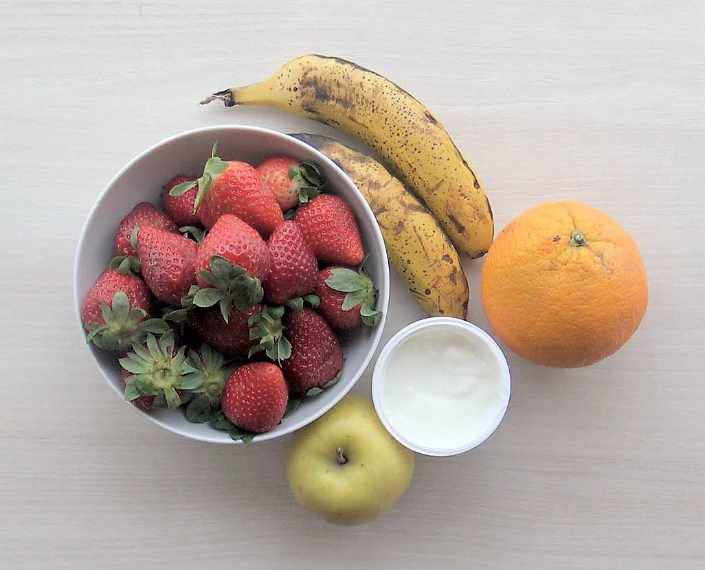 smoothie de fresas paso 1