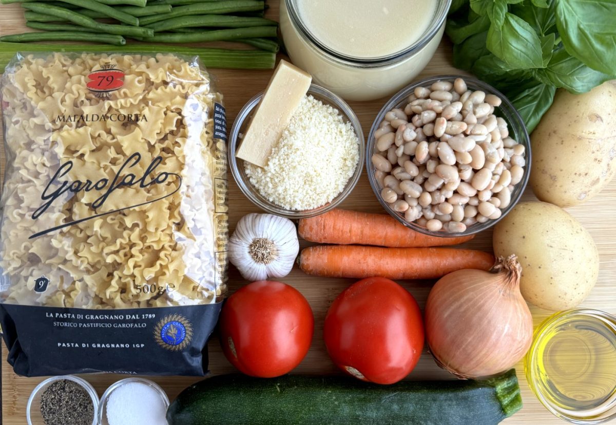 Sopa minestrone con mafalda corta. Un clásico de la cocina italiana
