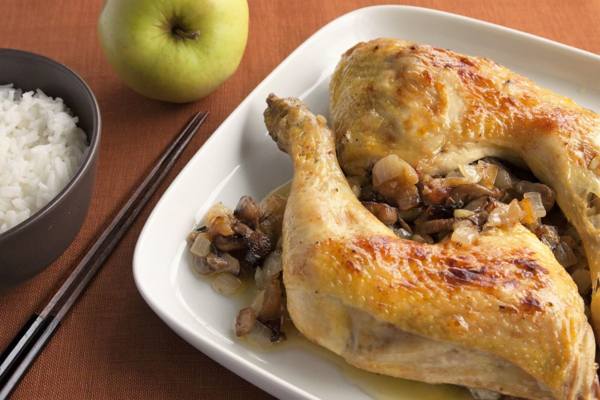 pollo asado con manzana y setas paso 16