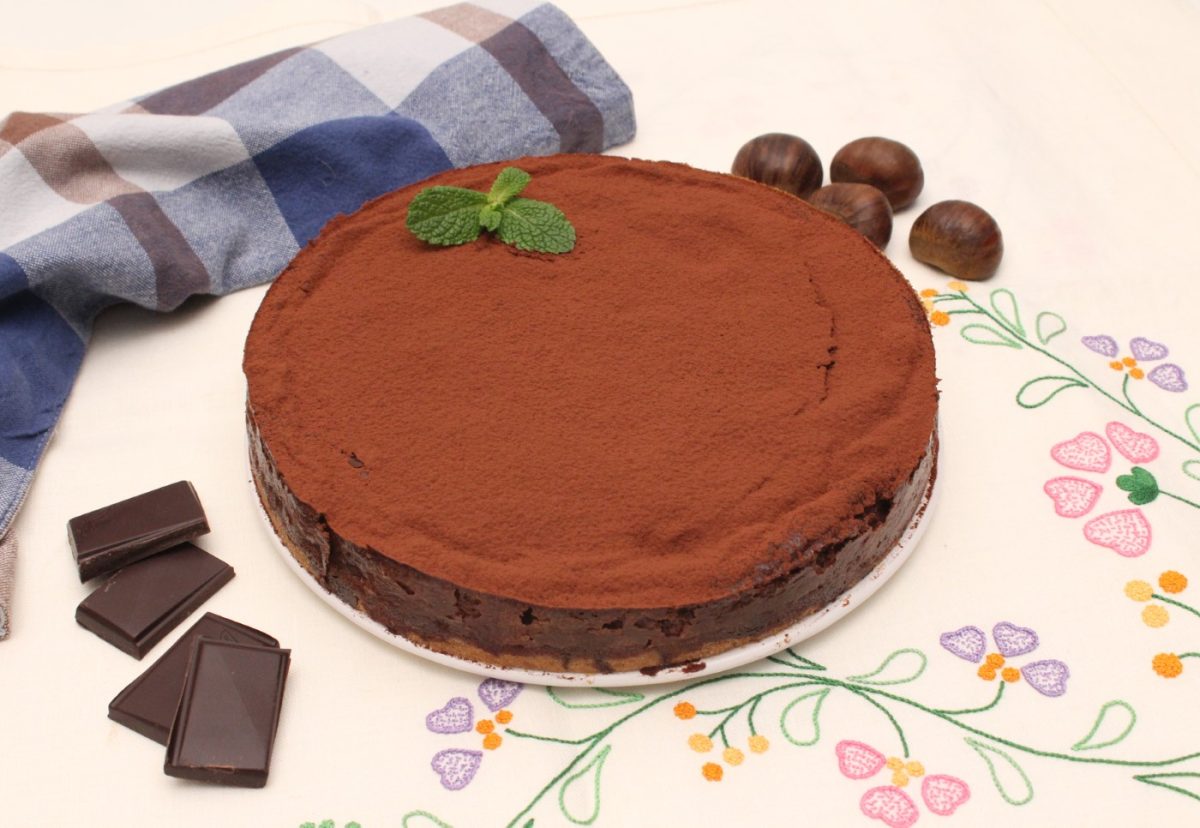 Tarta de castañas y chocolate
