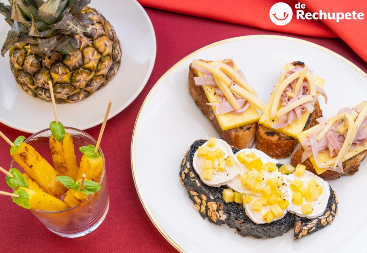 Canapés navideños fáciles con piña