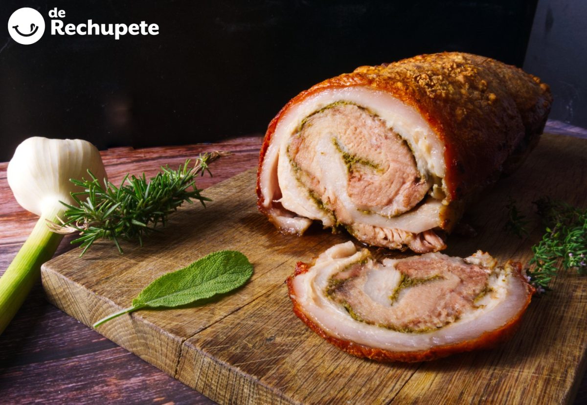 Porchetta. Asado de panceta tradicional de Italia