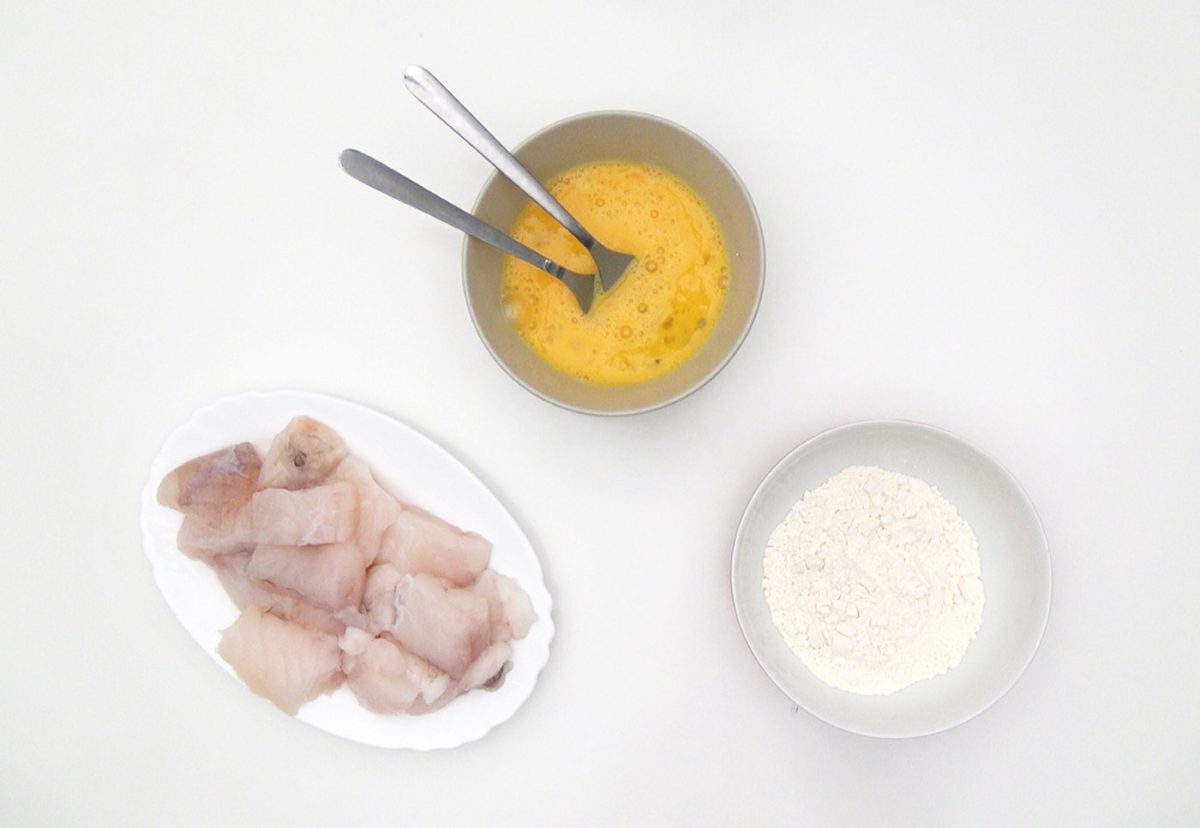 Rape rebozado con patatas a la sidra