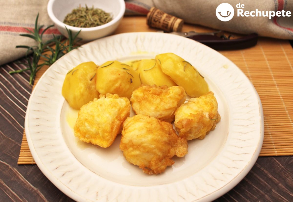 Rape rebozado con patatas a la sidra