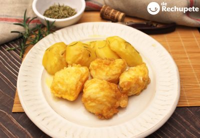 Rape rebozado con patatas a la sidra