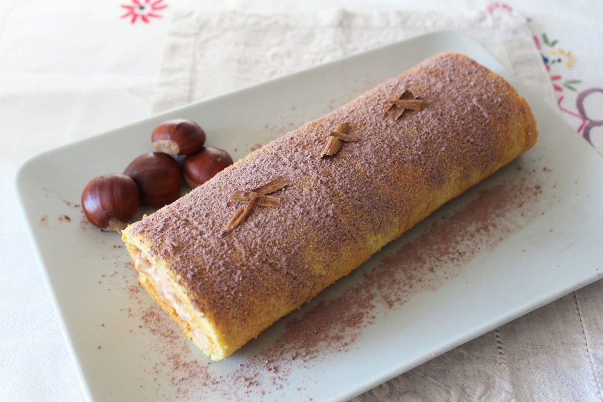brazo de gitano con crema de castañas paso 12