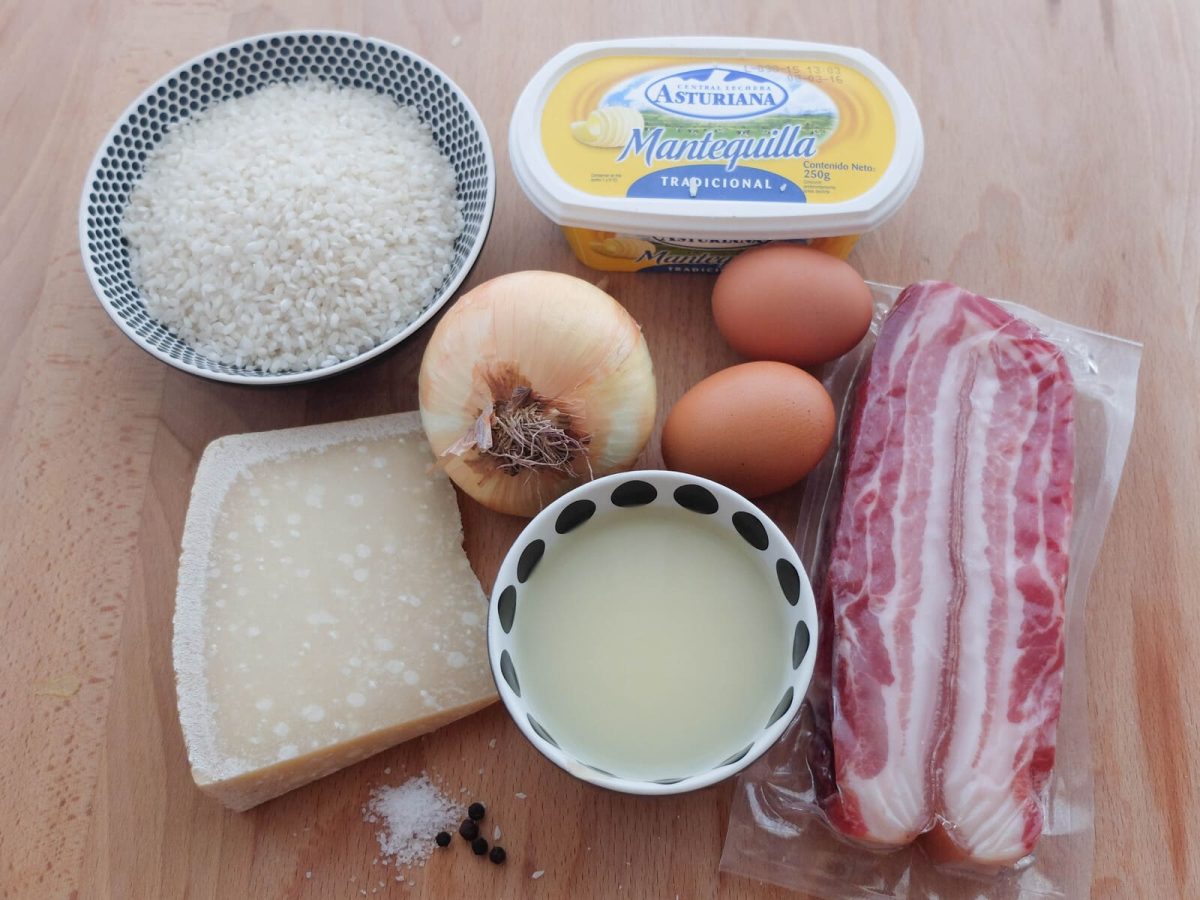 risotto a la carbonara paso 1