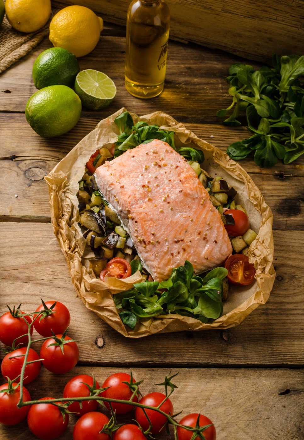 Salmón al papillote en el microondas paso a paso