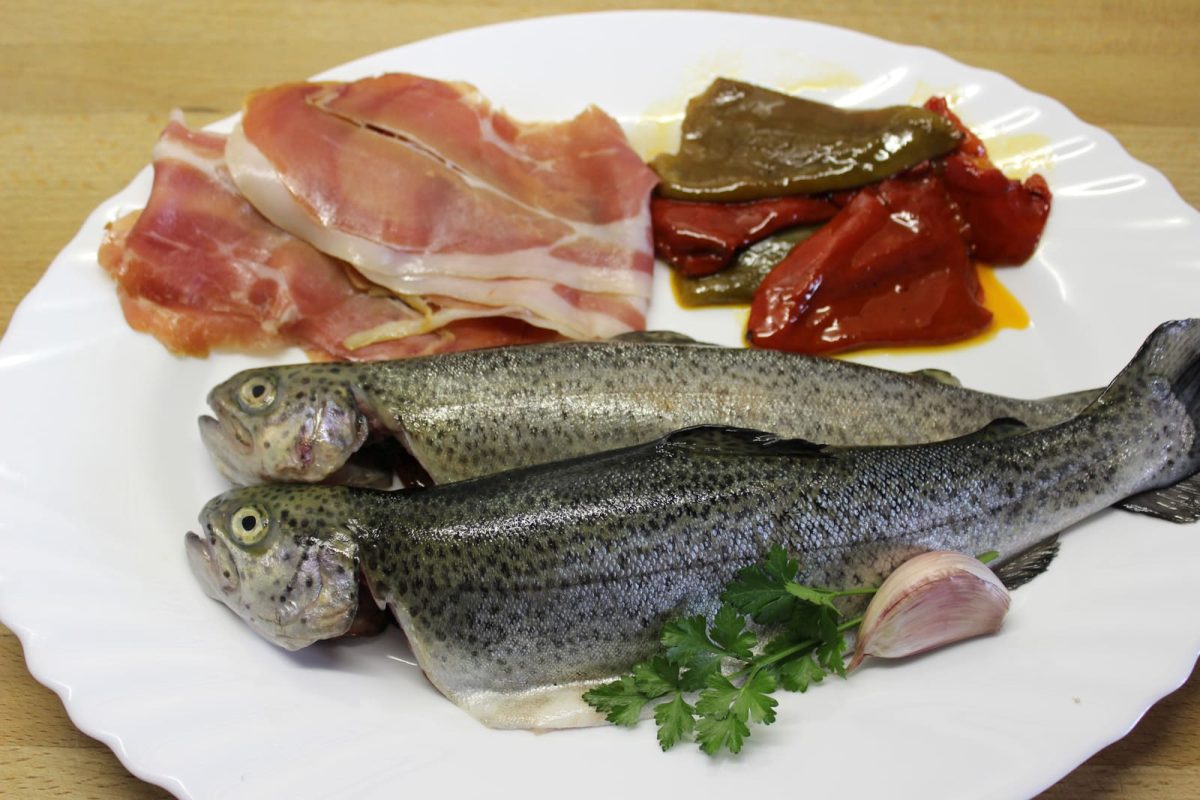 trucha rellena con jamón paso 1
