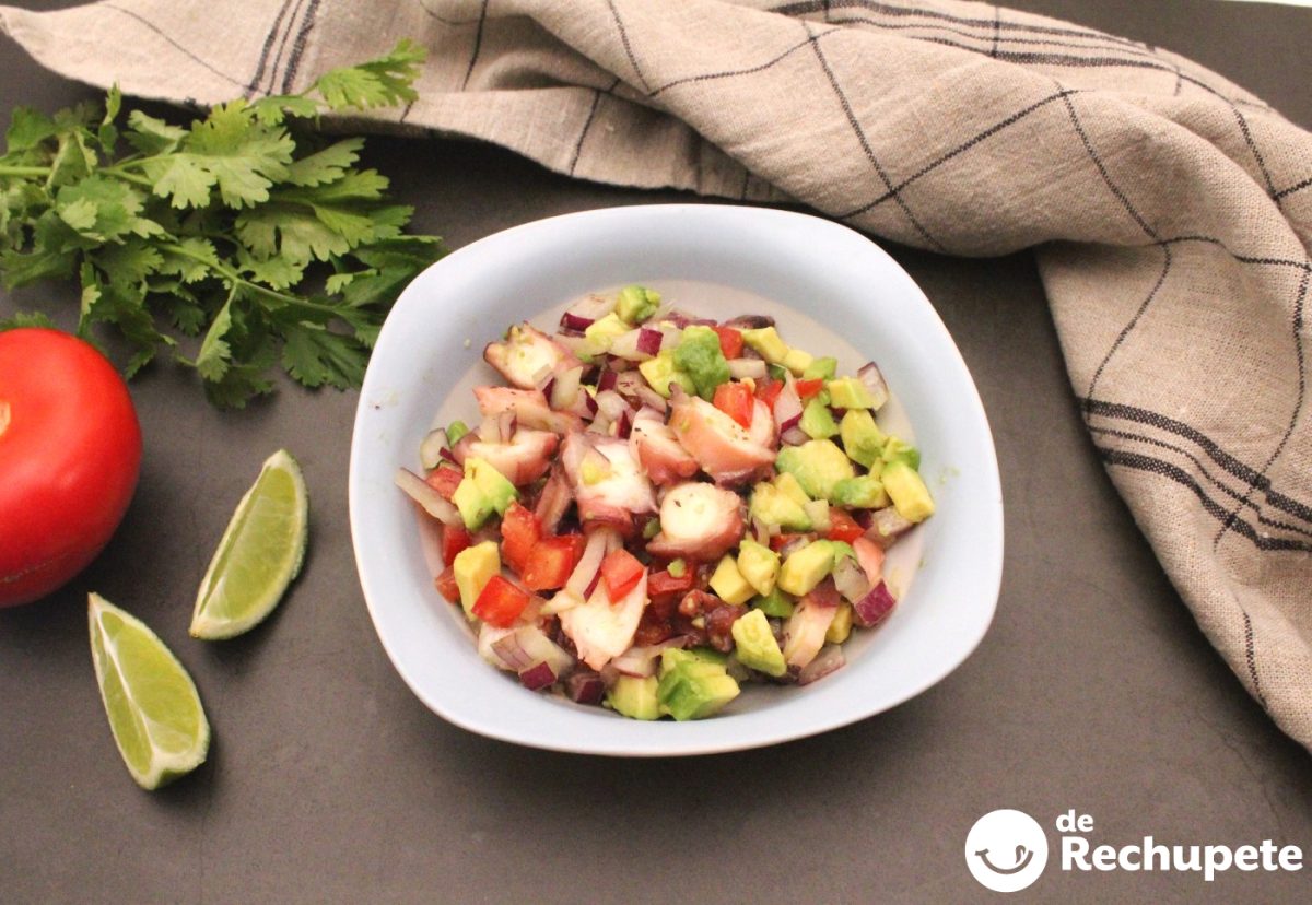 Ensalada de pulpo y aguacate paso a paso