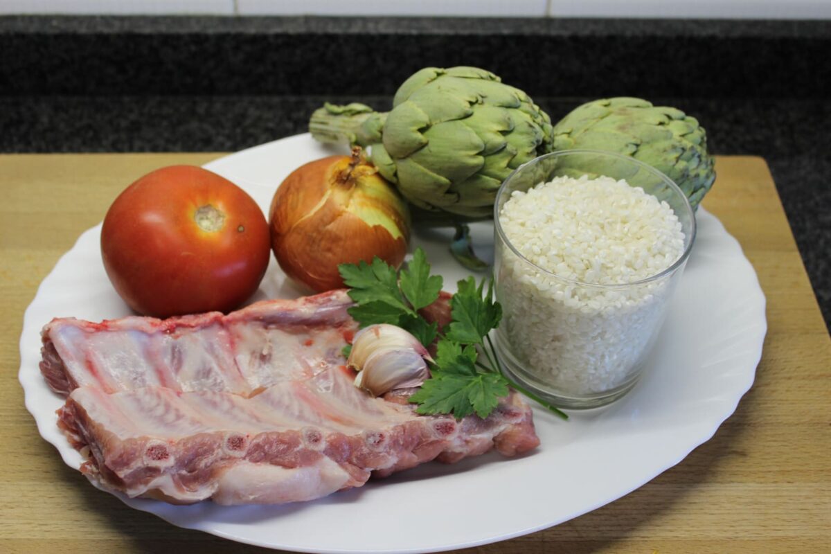 arroz con alcachofas paso 1