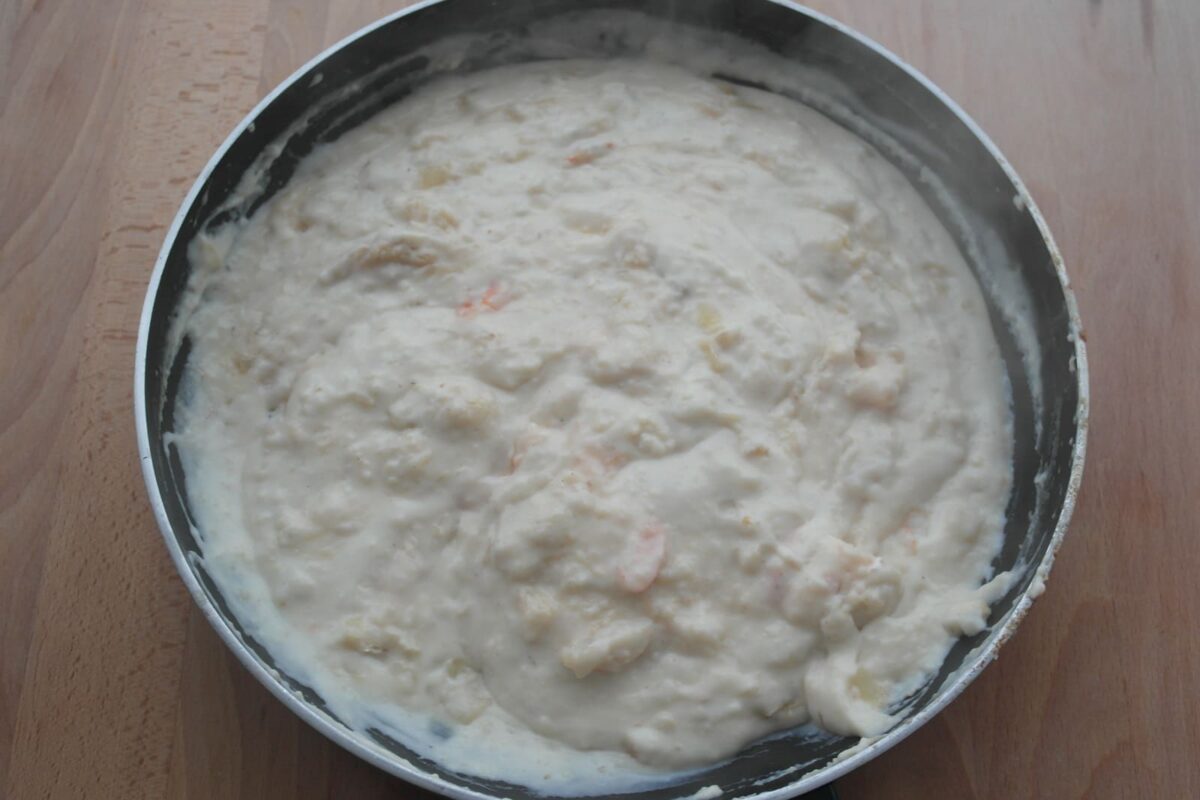 lasaña de bacalao y langostinos paso 18