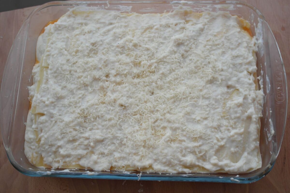 lasaña de bacalao y langostinos paso 25