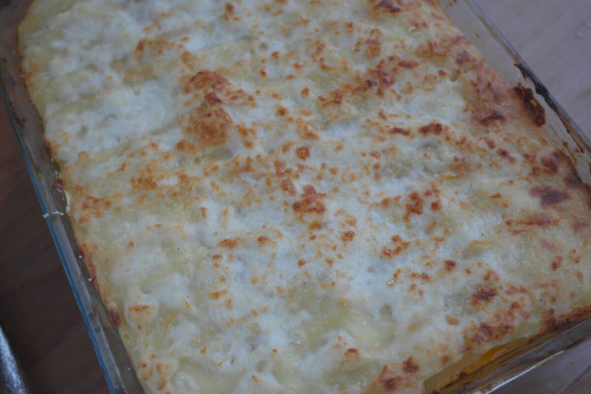 lasaña de bacalao y langostinos paso 26