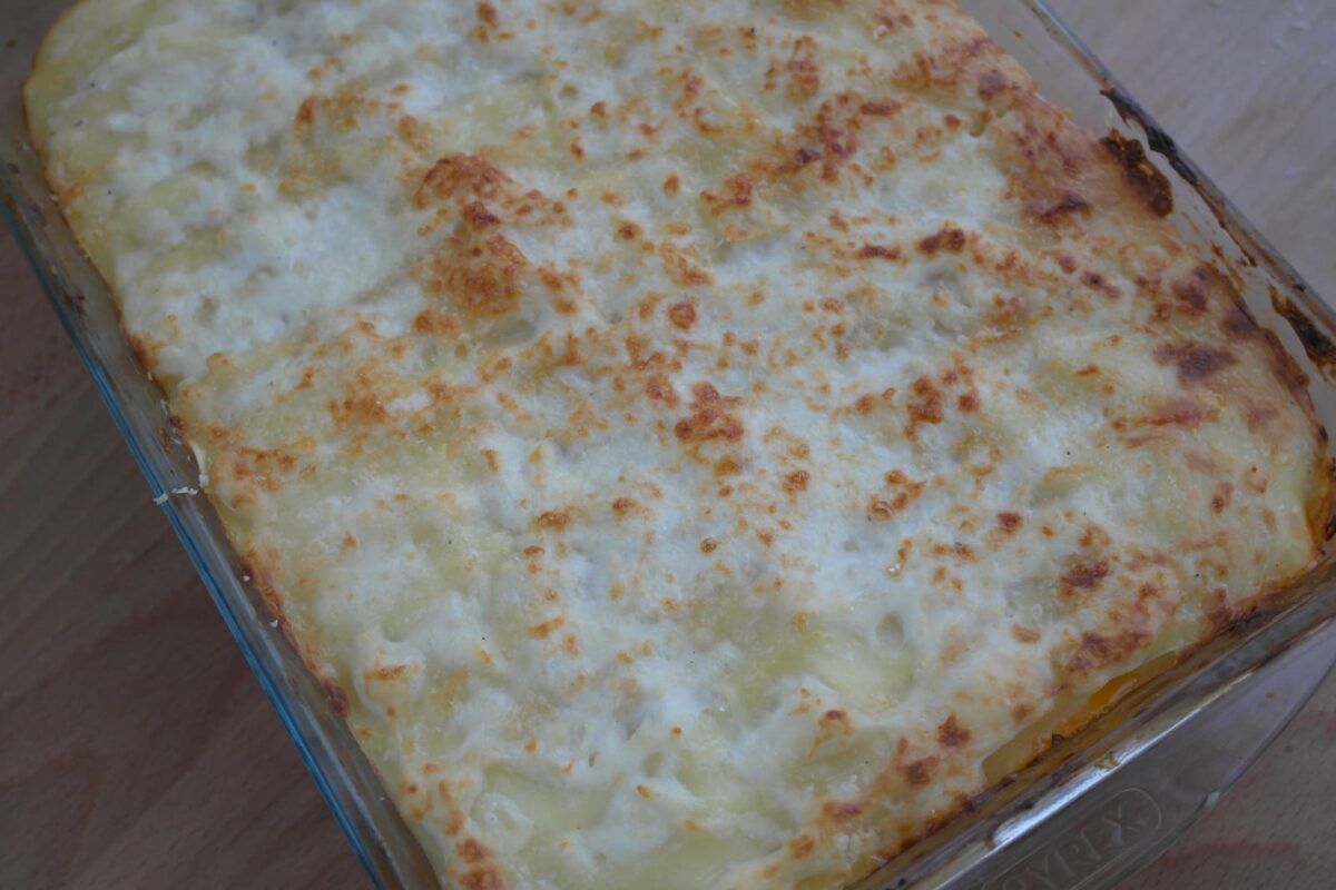 lasaña de bacalao y langostinos paso 29