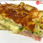 Pastel calabacín, jamón y queso en freidora de aire