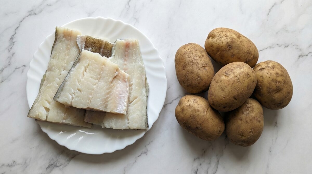 Bacalao al horno con patatas y cebolla