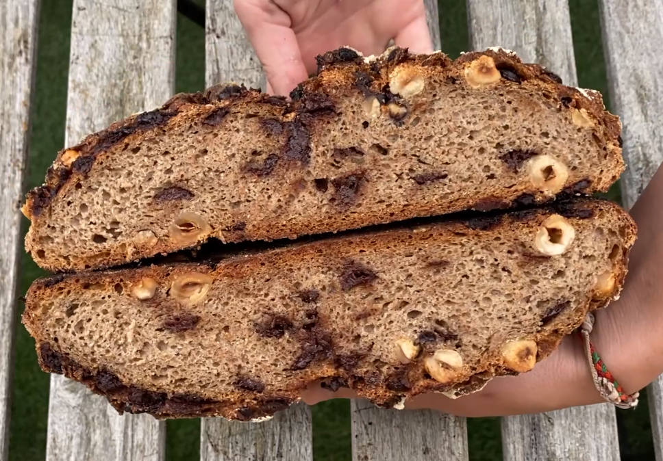 Pan integral con chocolate y avellanas paso a paso