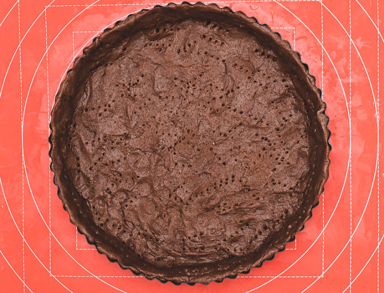 Tarta de calabaza y chocolate con base crujiente