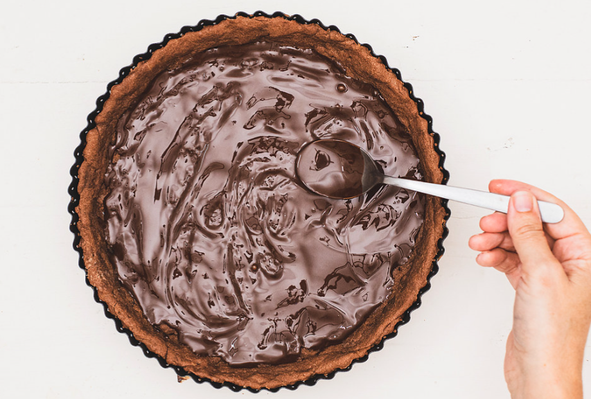 Tarta de calabaza y chocolate con base crujiente