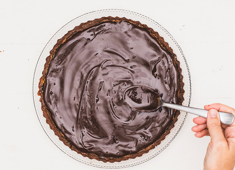 Tarta de calabaza y chocolate con base crujiente